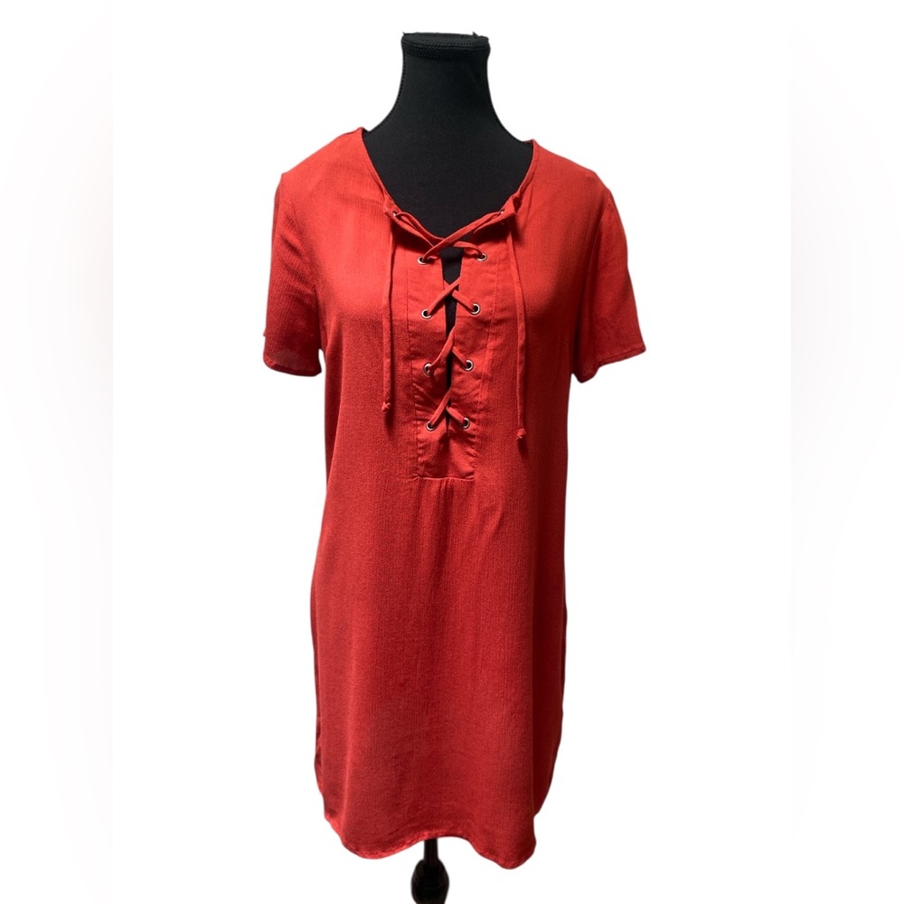 Elegant Scarlet Lace-Up Tunic/Dress NWT S/M